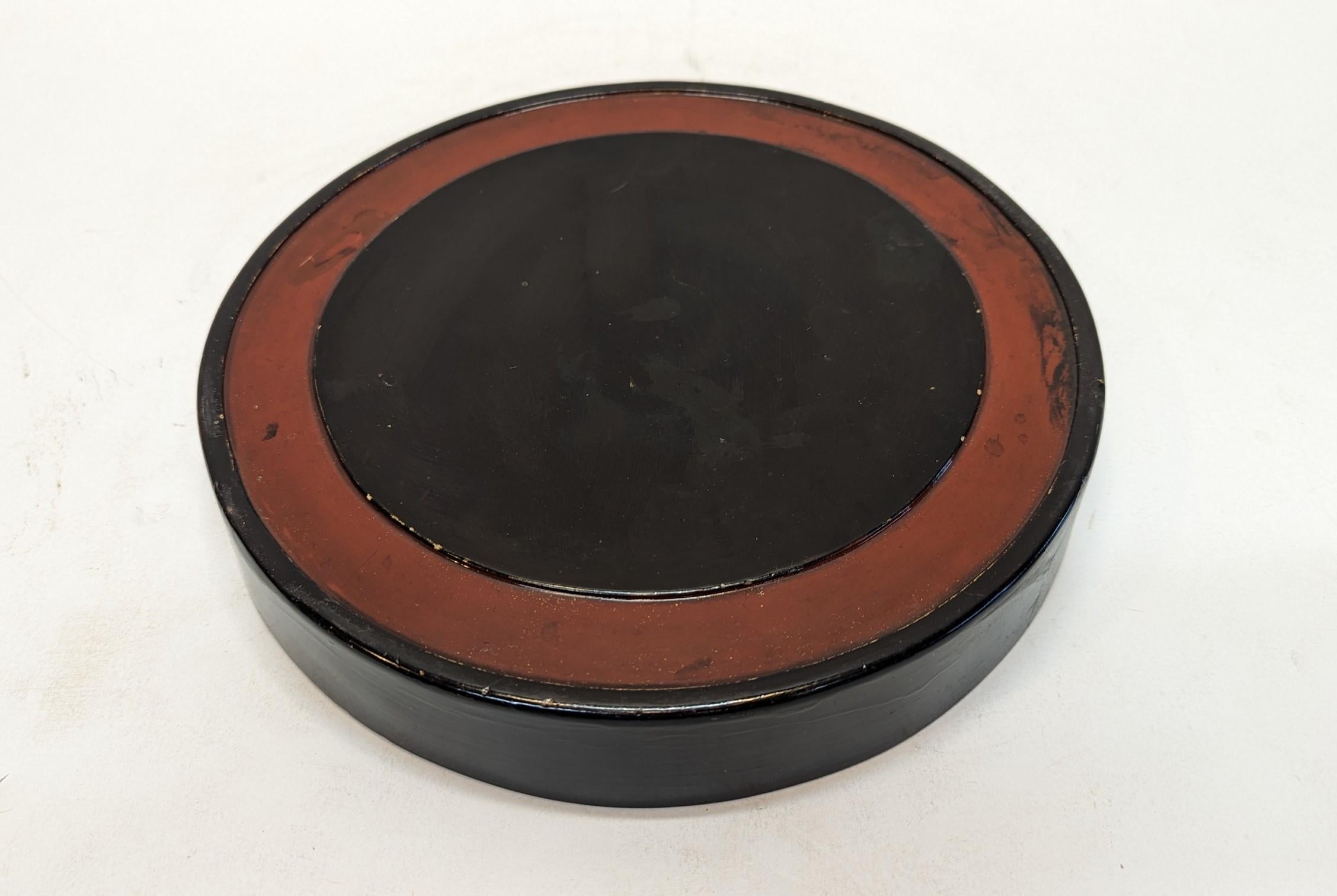 Lacquered Antique Round Lacquer Box For Sale