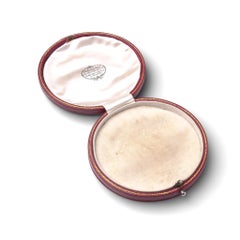 Antique Round Leather and Velvet Jewellery Box