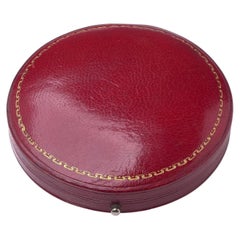 Antique Round Leather and Velvet Jewellery Box
