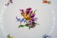 Antique Round Meissen Dish in Hand Painted Porcelain with Floral Motifs
