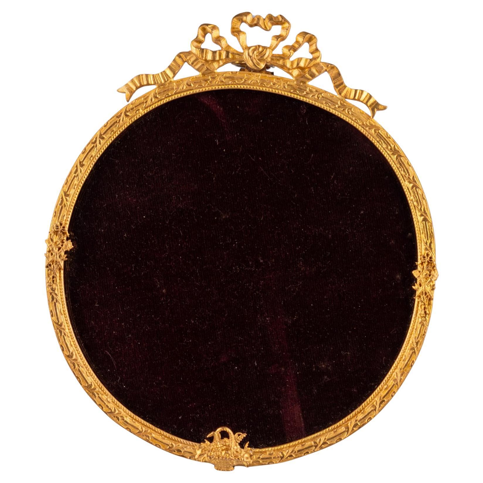 Cornice antica rotonda, stile Luigi XVI, Francia, CIRCA 1890, 11 x 11 cm