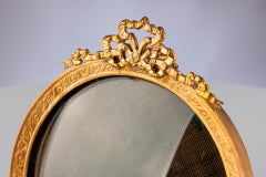 Antique Round Picture Frame, Louis XVI Style Photo, France, Circa 1880, 8 x 8 cm