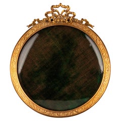 Antique Round Picture Frame, Louis XVI Style Photo, France, Circa 1880, 8 x 8 cm