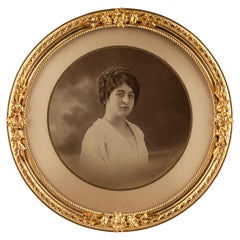 Antique Round Picture Frame, Photo Frame, France, Circa 1880, 11 x 11 cm