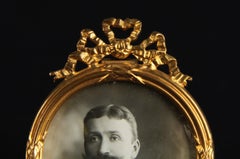 Antiker runder Bilderrahmen, Fotorahmen, Frankreich, um 1880, 4 x 4 cm