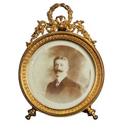 Antiker runder Bilderrahmen, Fotorahmen, Frankreich, um 1880, 4 x 4 cm