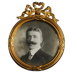 Marco redondo antiguo, marco de fotos, Francia, circa 1880, 4 x 4 cm