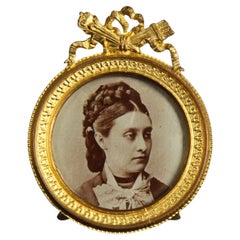 Antique Round Picture Frame, Photo Frame, France, Circa 1880, 4 x 4 cm