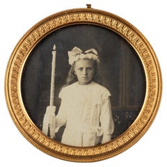 Antique Round Picture Frame, Photo Frame, France, Circa 1880, 6 x 6 cm