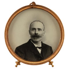 Marco redondo antiguo, marco de fotos, Francia, circa 1880, 8 x 8 cm