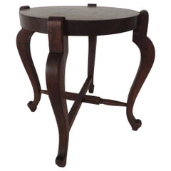 Antique Round Plant Stand with X Base Stretcher