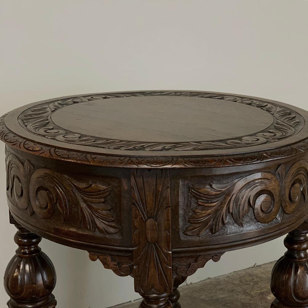 Fruitwood Antique Round Renaissance End Table