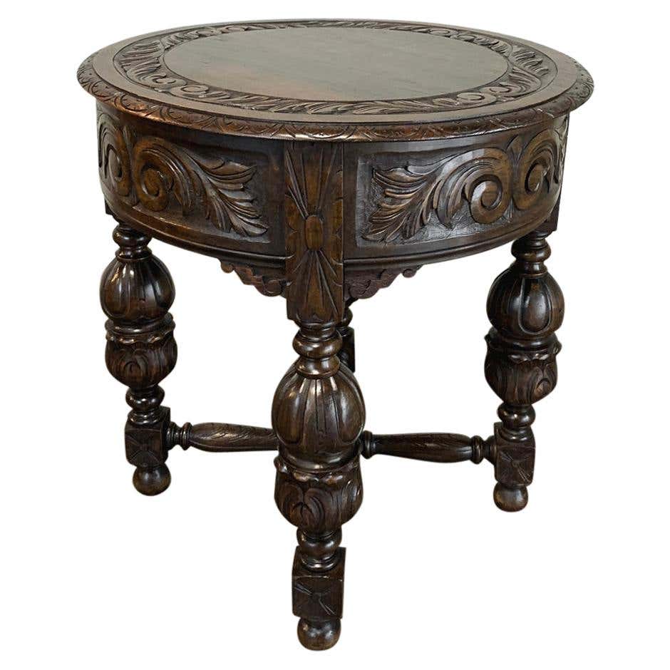 Round Renaissance Table Antique Round Renaissance End Table at 1stDibs