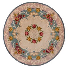 Vintage Round Savonnerie Carpet, circa 1930s
