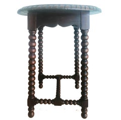 Antique Round Side Table Bobbin Turned Legs