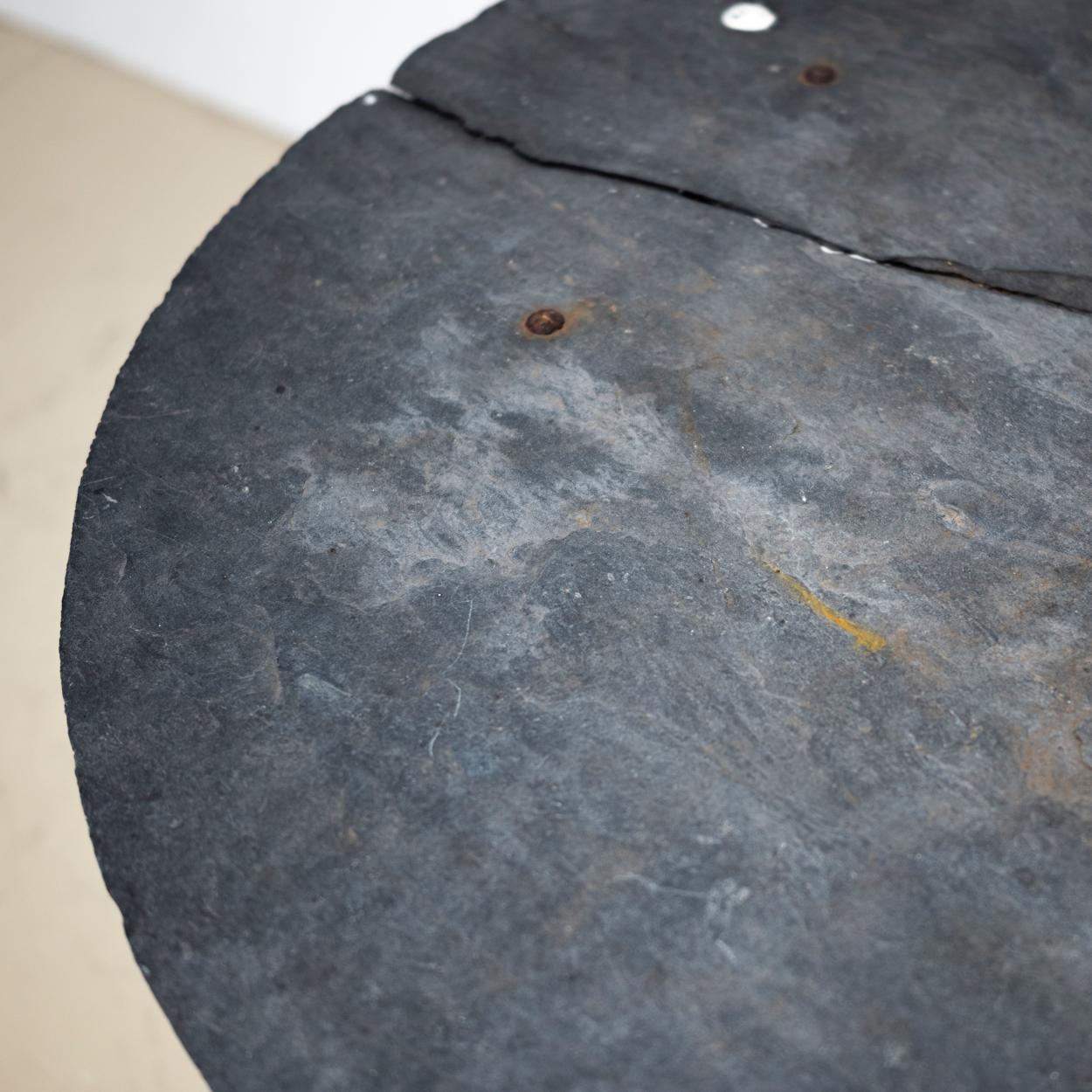 Belgian Antique Round Slate Garden Table from Belgium