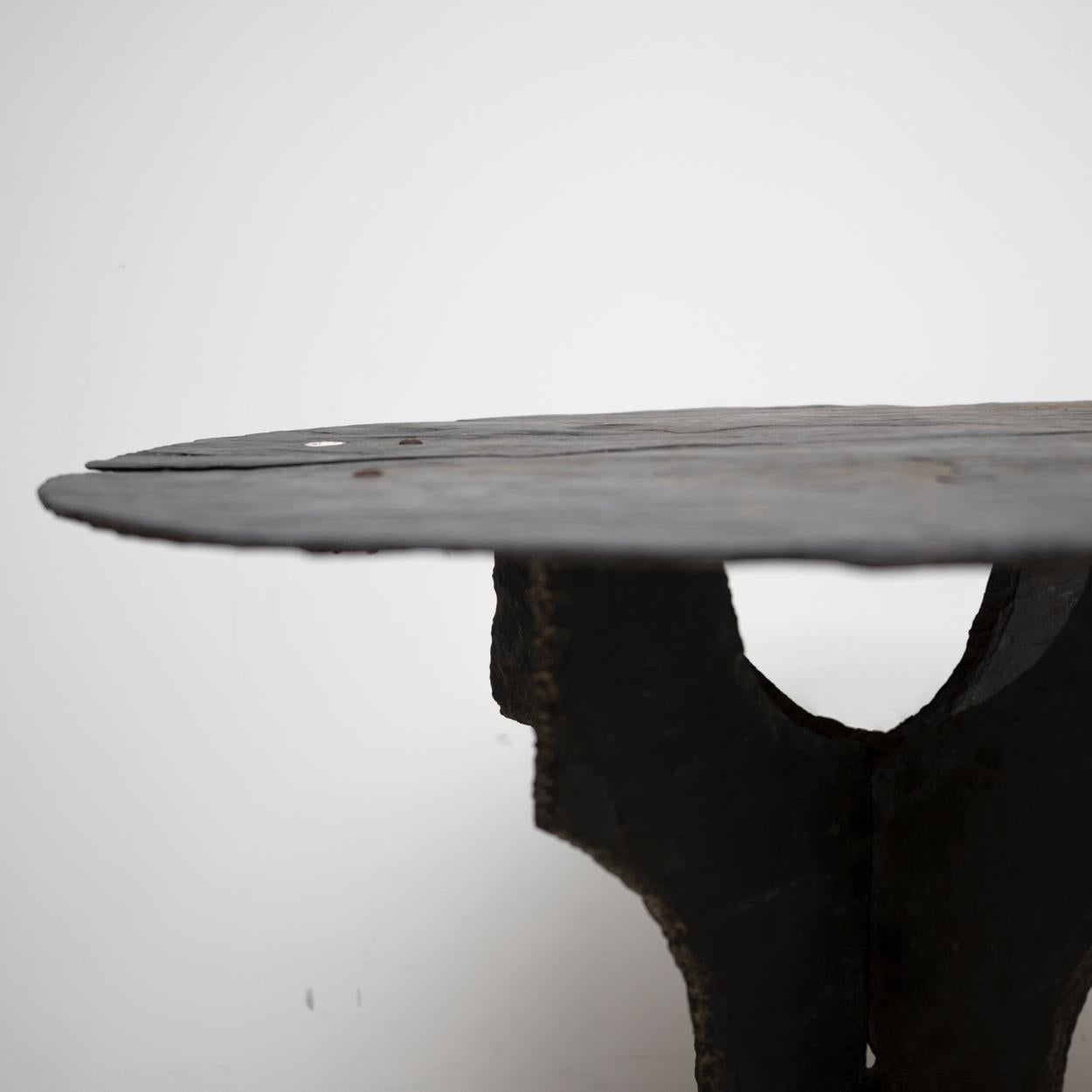 Antique Round Slate Garden Table from Belgium In Good Condition In Edogawa-ku Tokyo, JP
