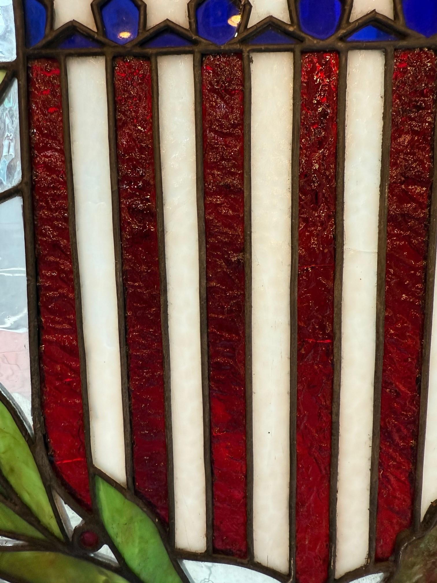Antikes rundes Buntglasfenster, 13 Sterne amerikanische Flagge im Angebot 3