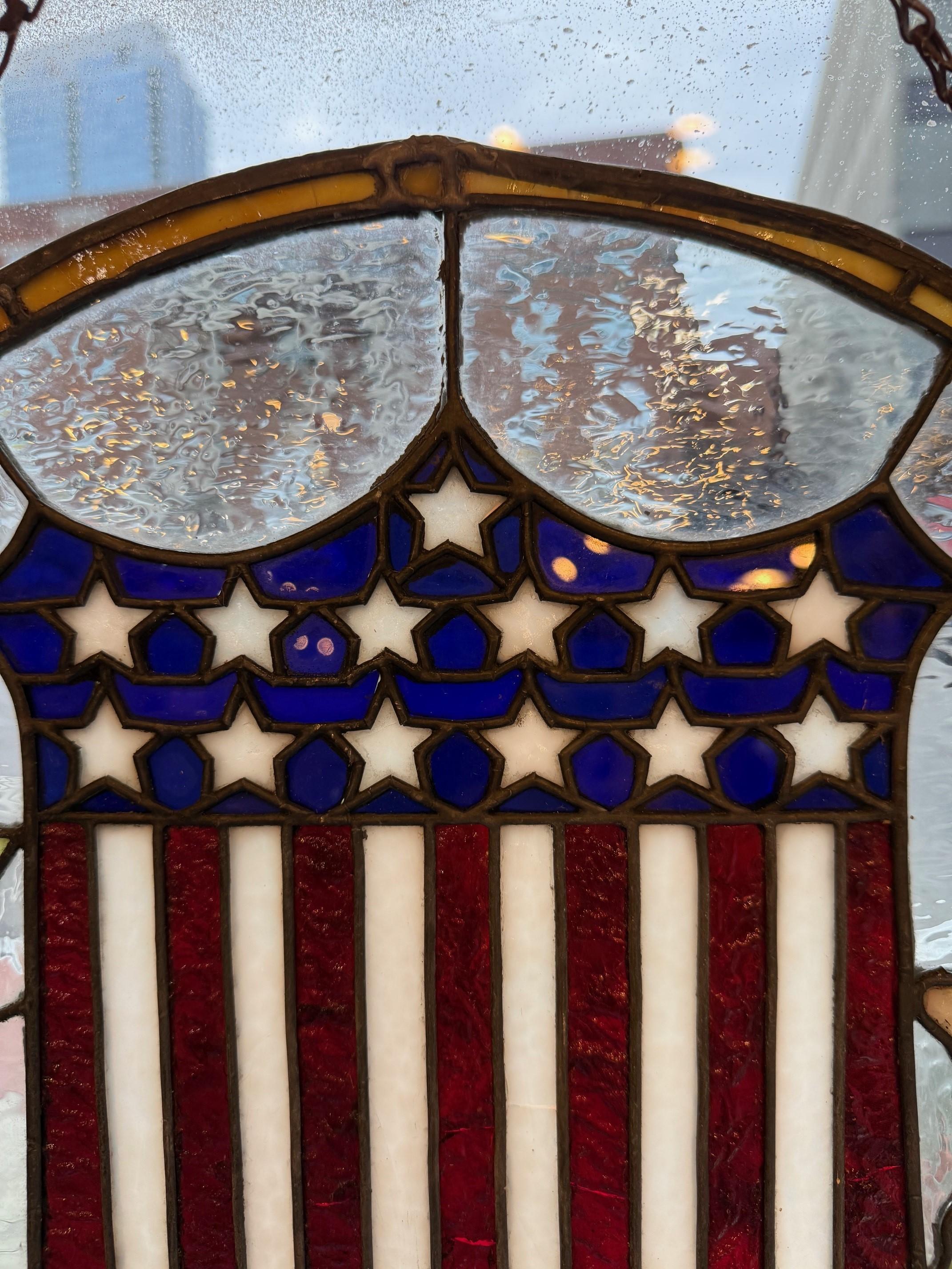 Antikes rundes Buntglasfenster, 13 Sterne amerikanische Flagge im Angebot 4