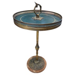 Antique Round Stand With Brass On Marble Stand
