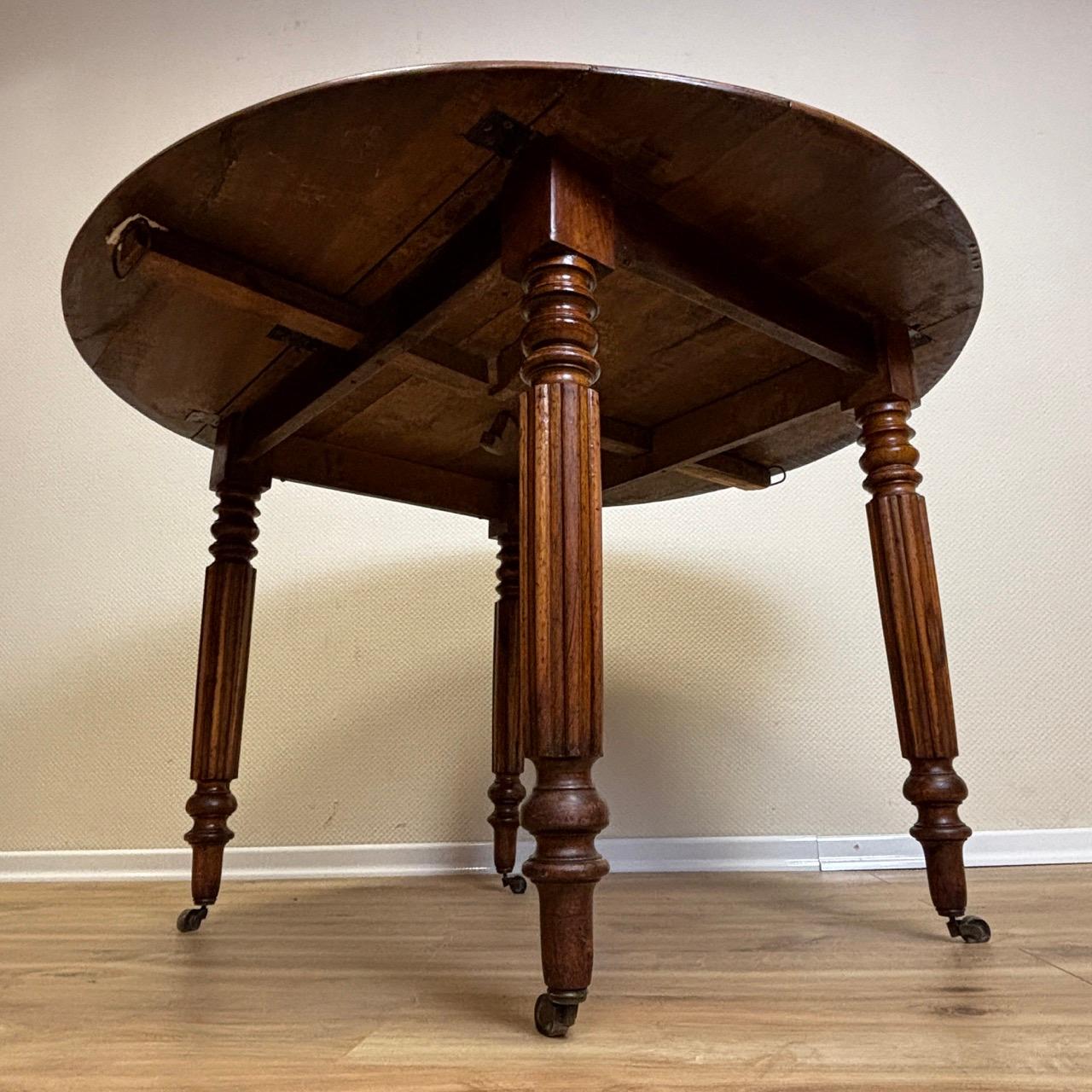Antique round table from France  folding table top For Sale 5