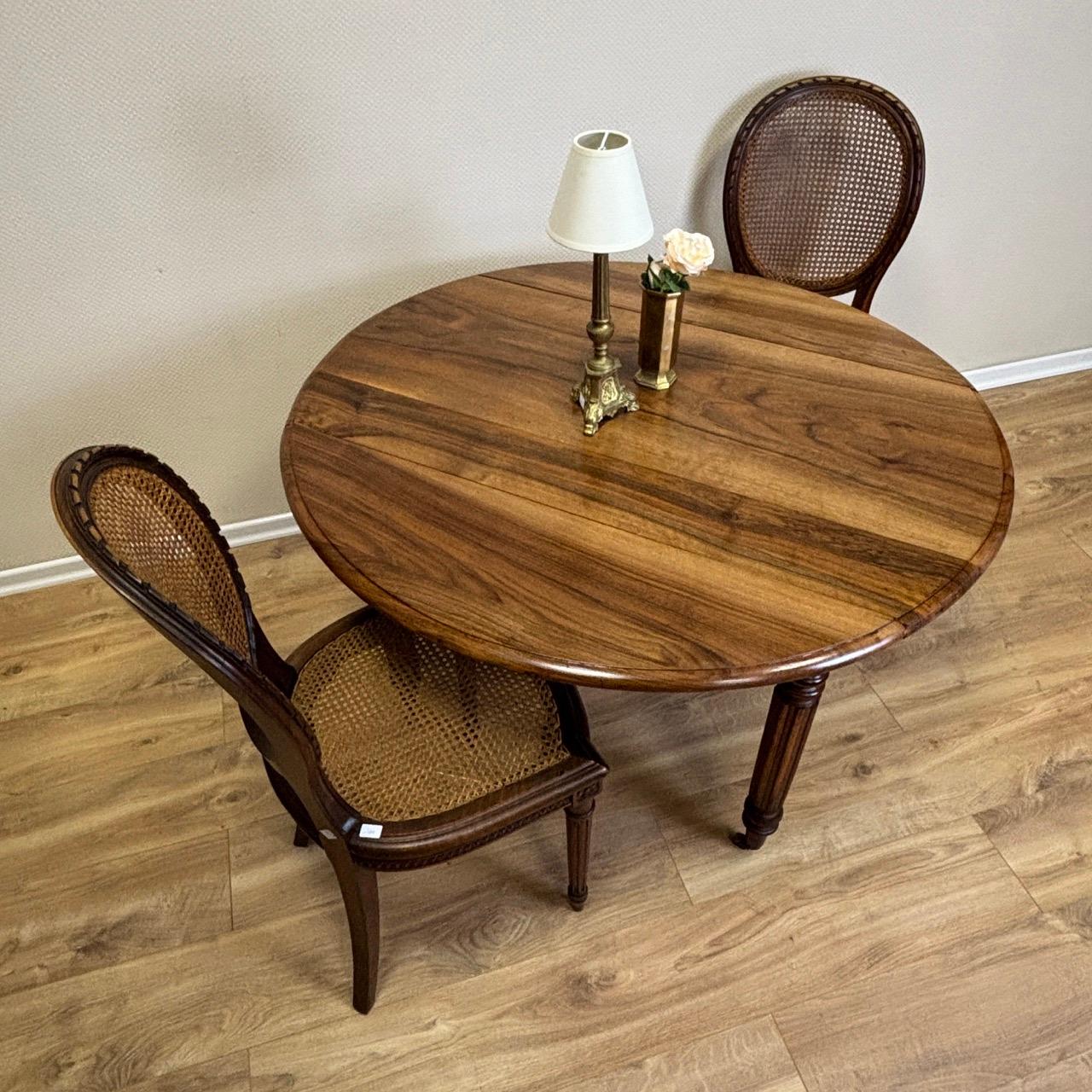 Nutwood Antique round table from France  folding table top For Sale