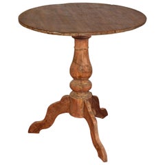 Antique Round Teak Pedestal Table