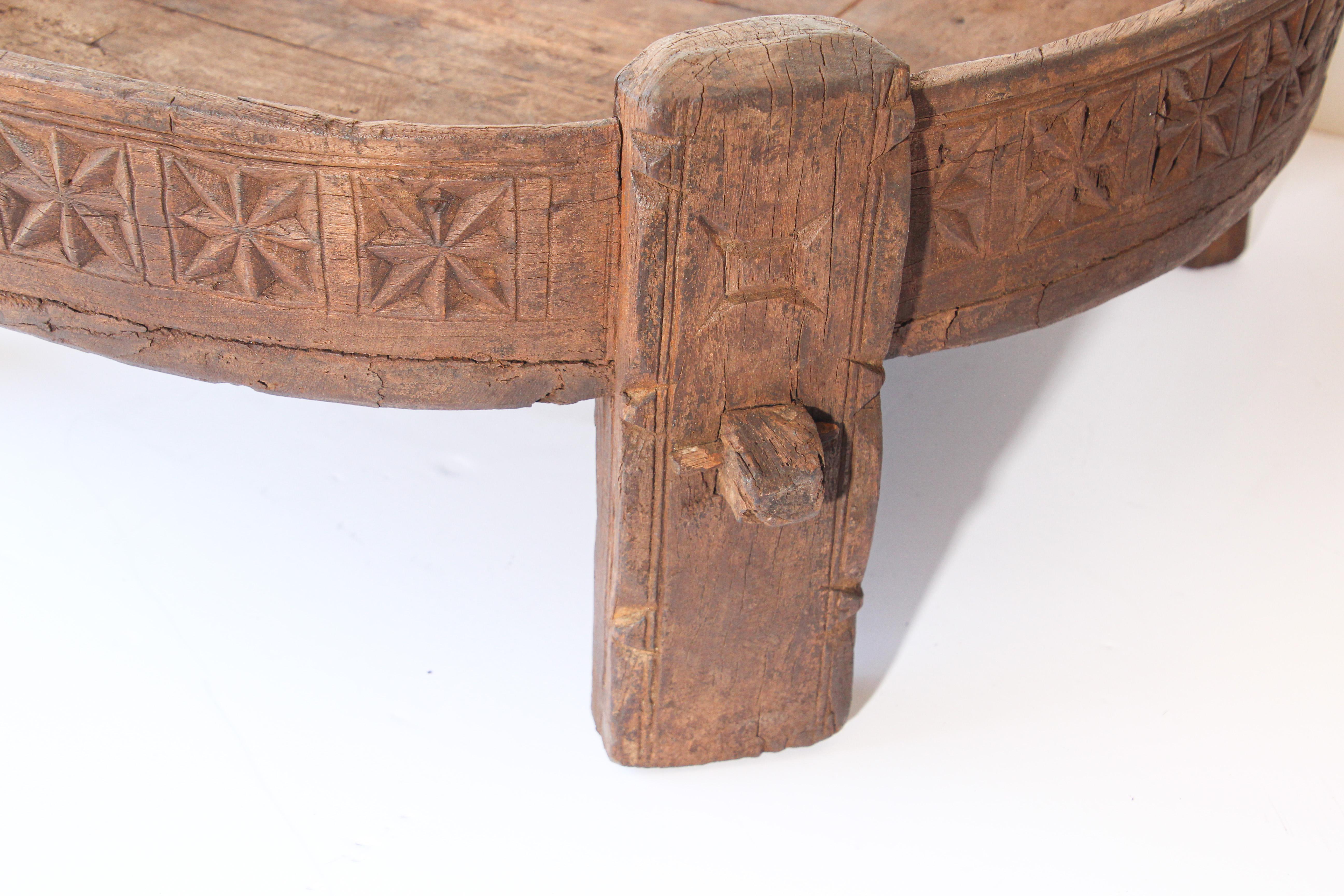 Antique Round Tribal Grinder Low Table 2