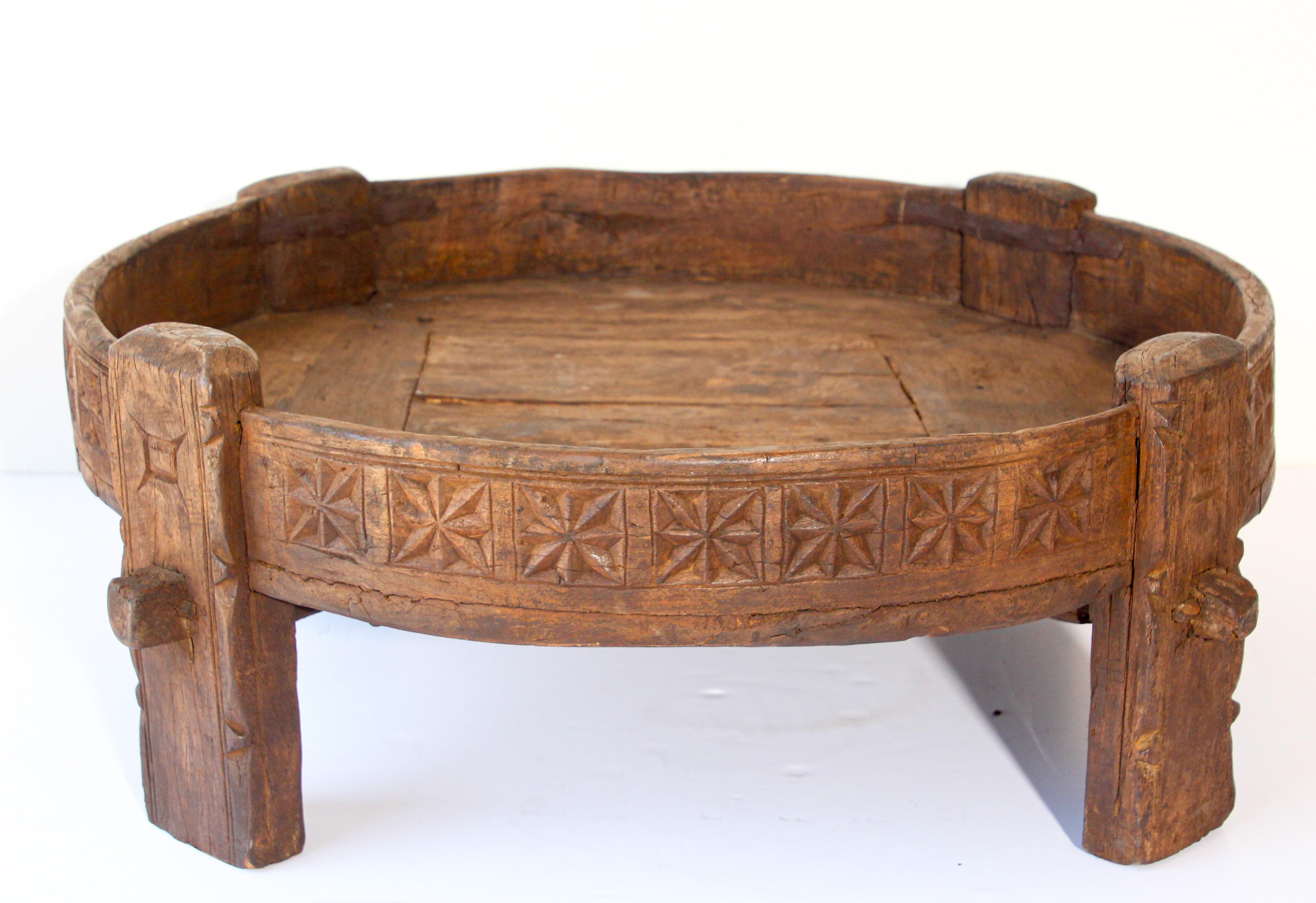 Antique Round Tribal Grinder Low Table 4