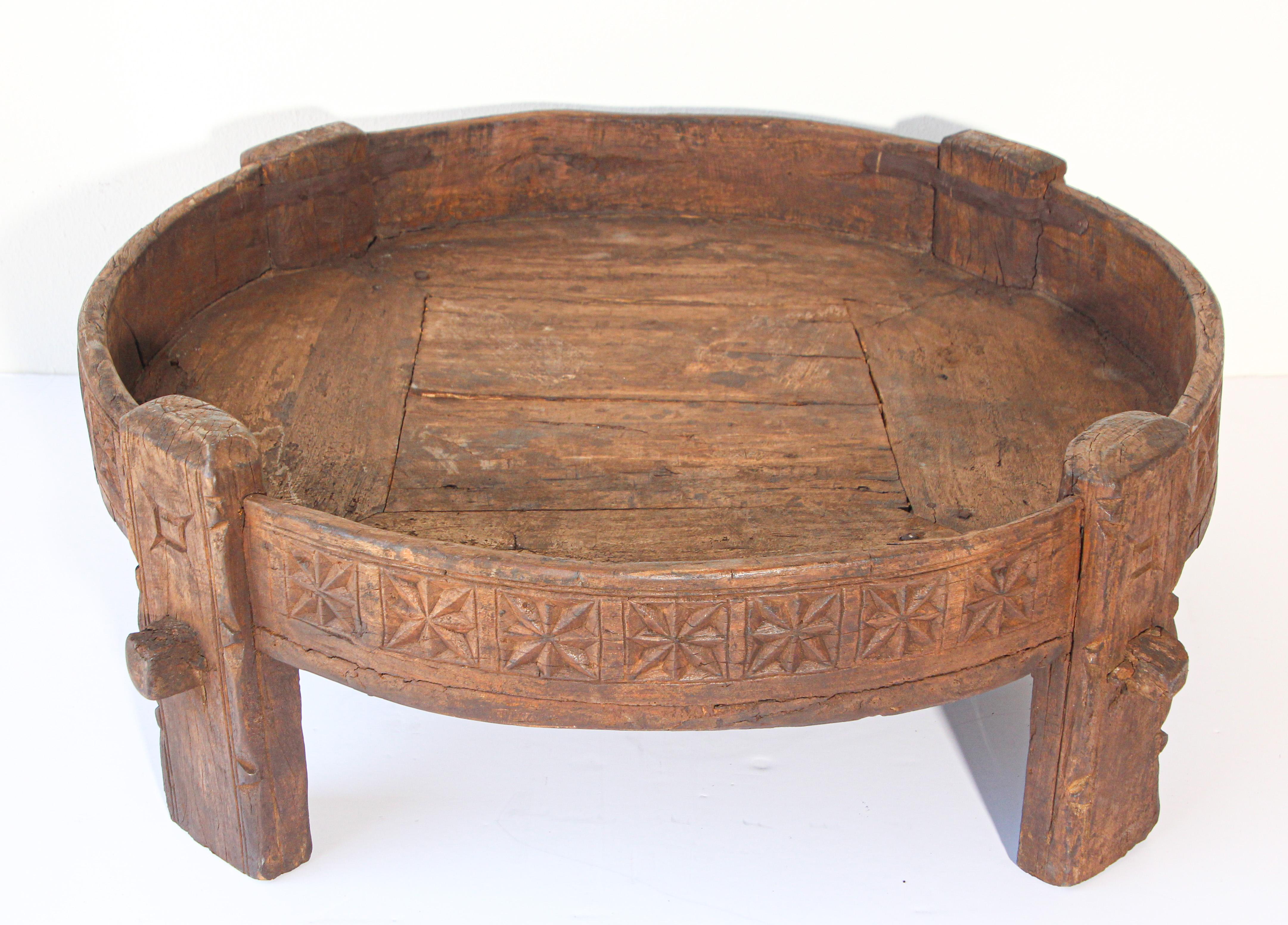 Antique Round Tribal Grinder Low Table 5