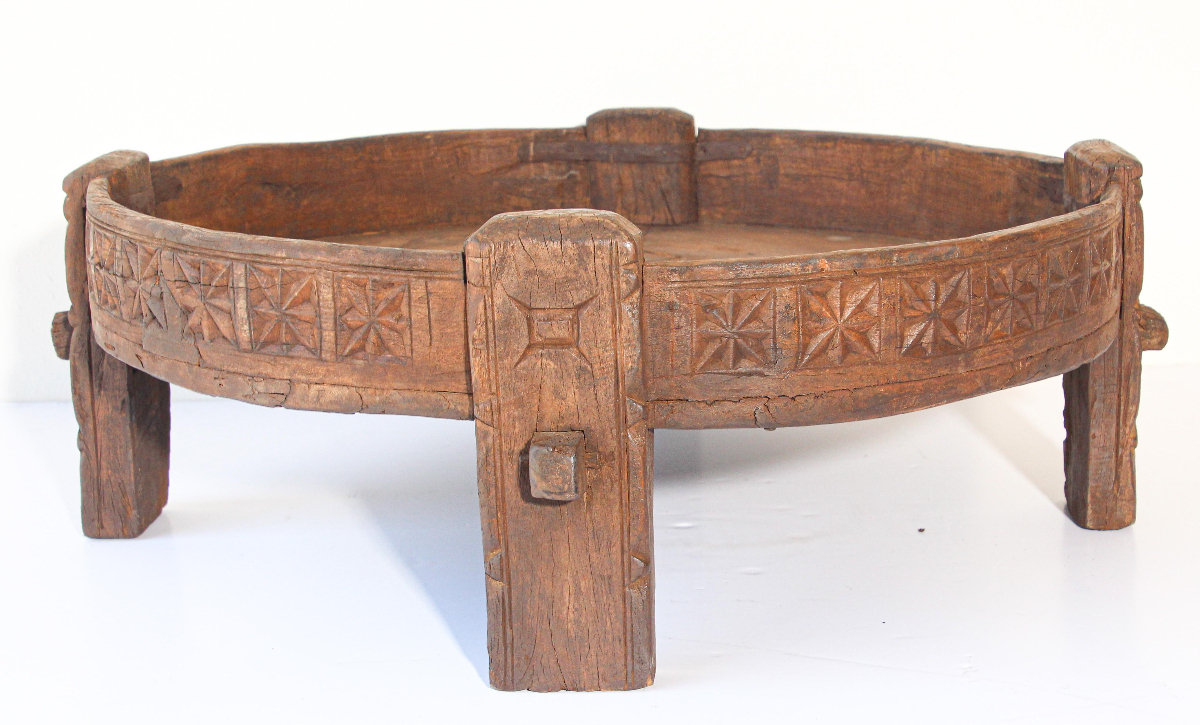 Antique Round Tribal Grinder Low Table 7