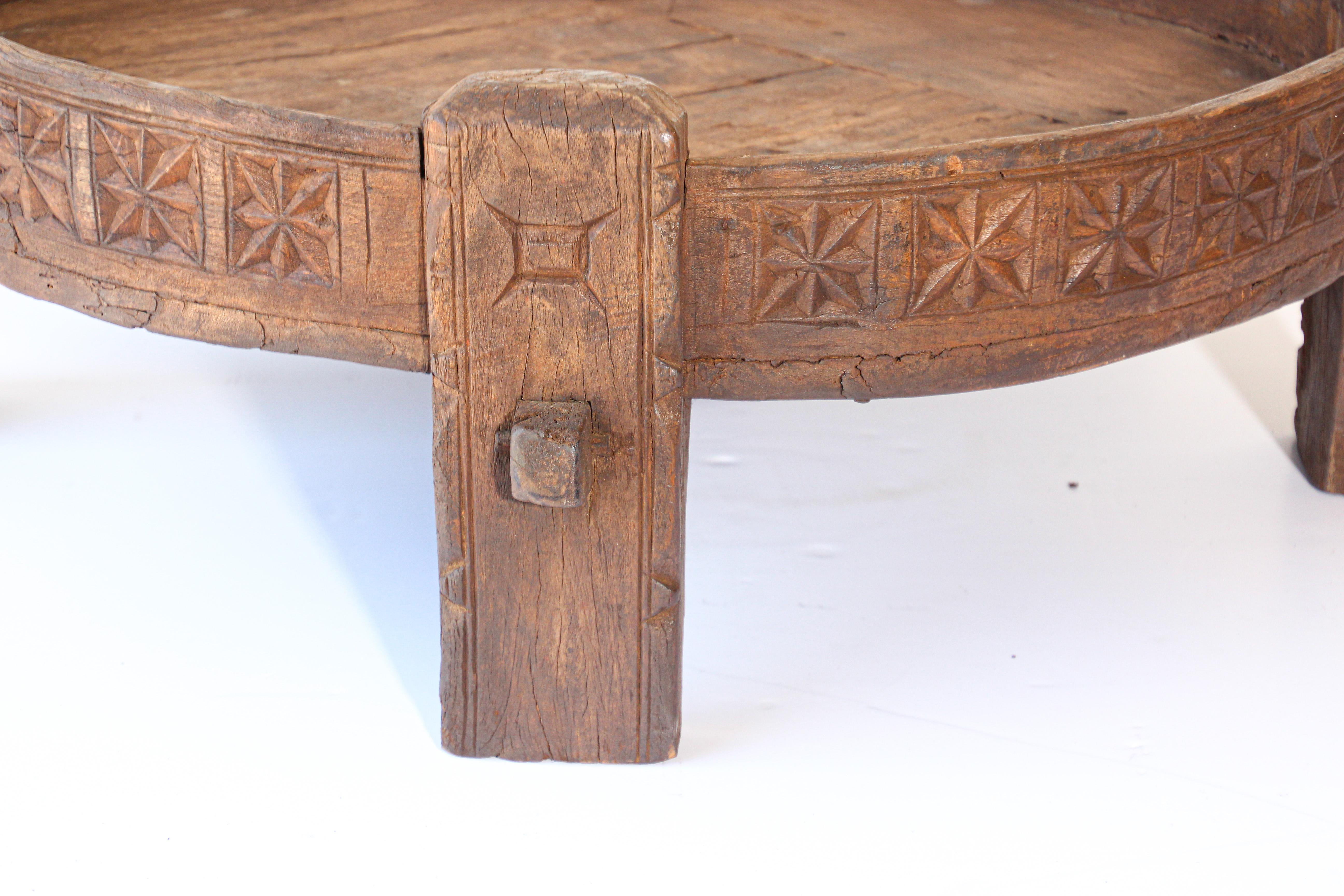 Antique Round Tribal Grinder Low Table 10