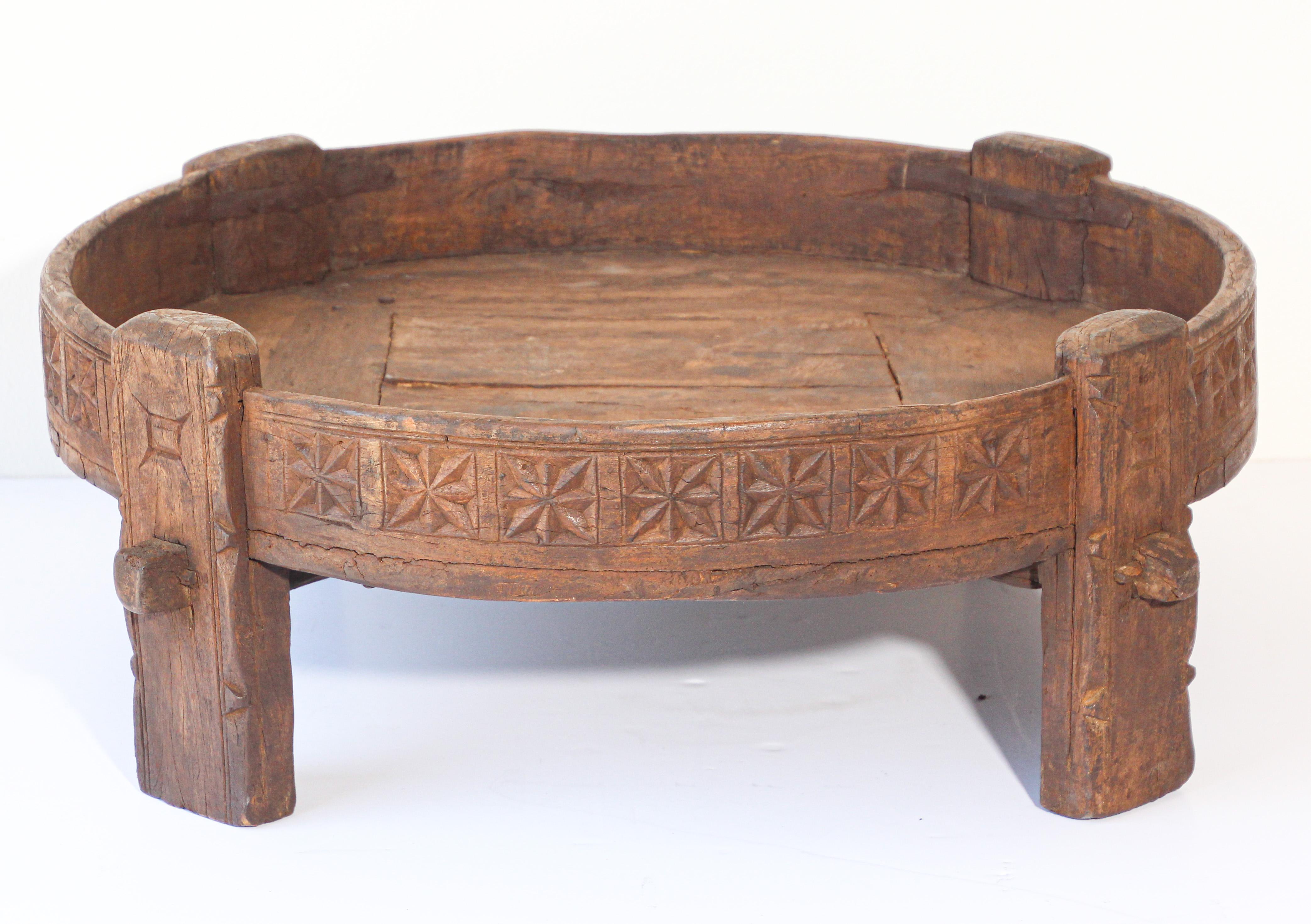 Antique Round Tribal Grinder Low Table 12