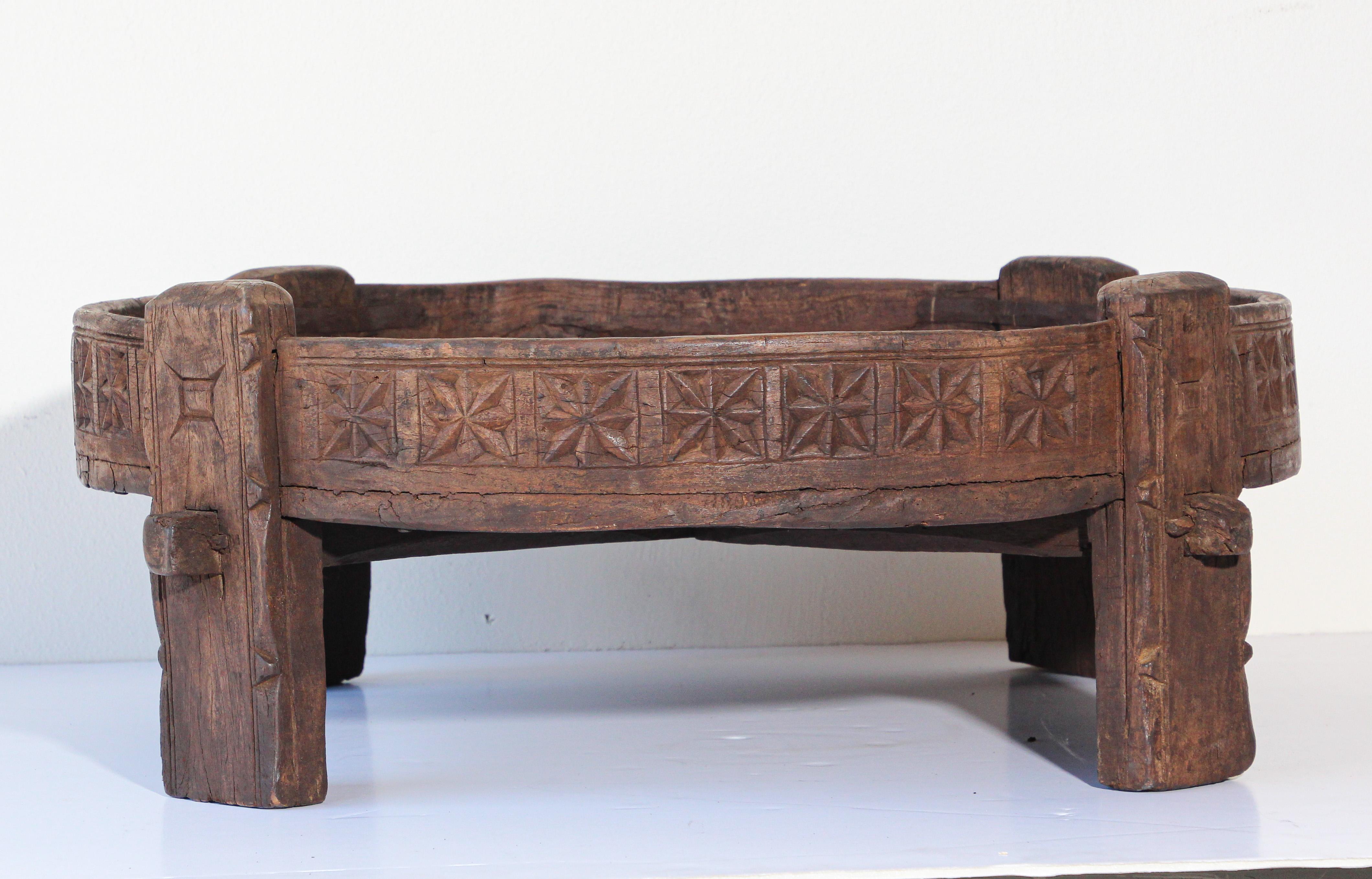 Moorish Antique Round Tribal Grinder Low Table