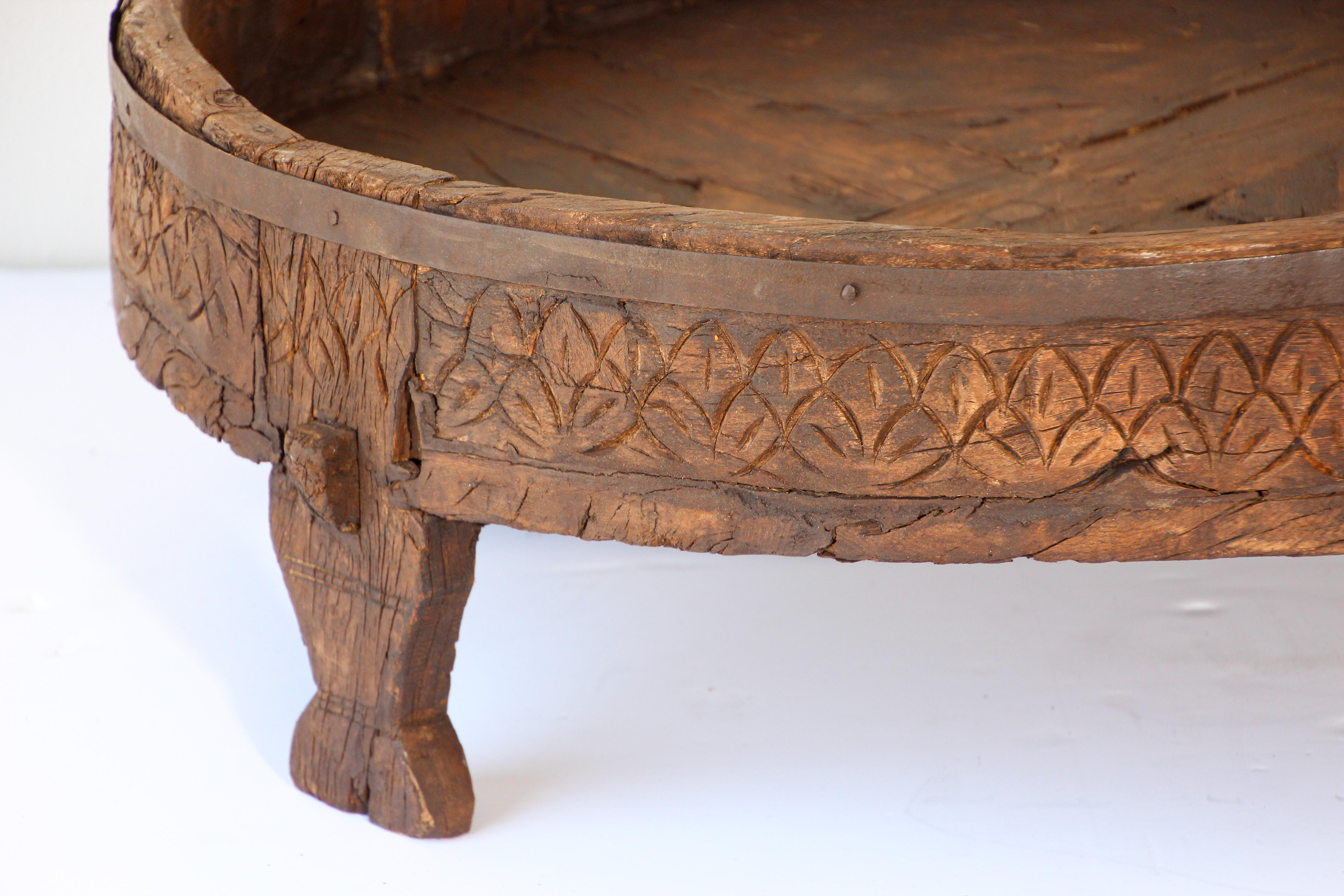 Antique Round Tribal Low Teak Table 4