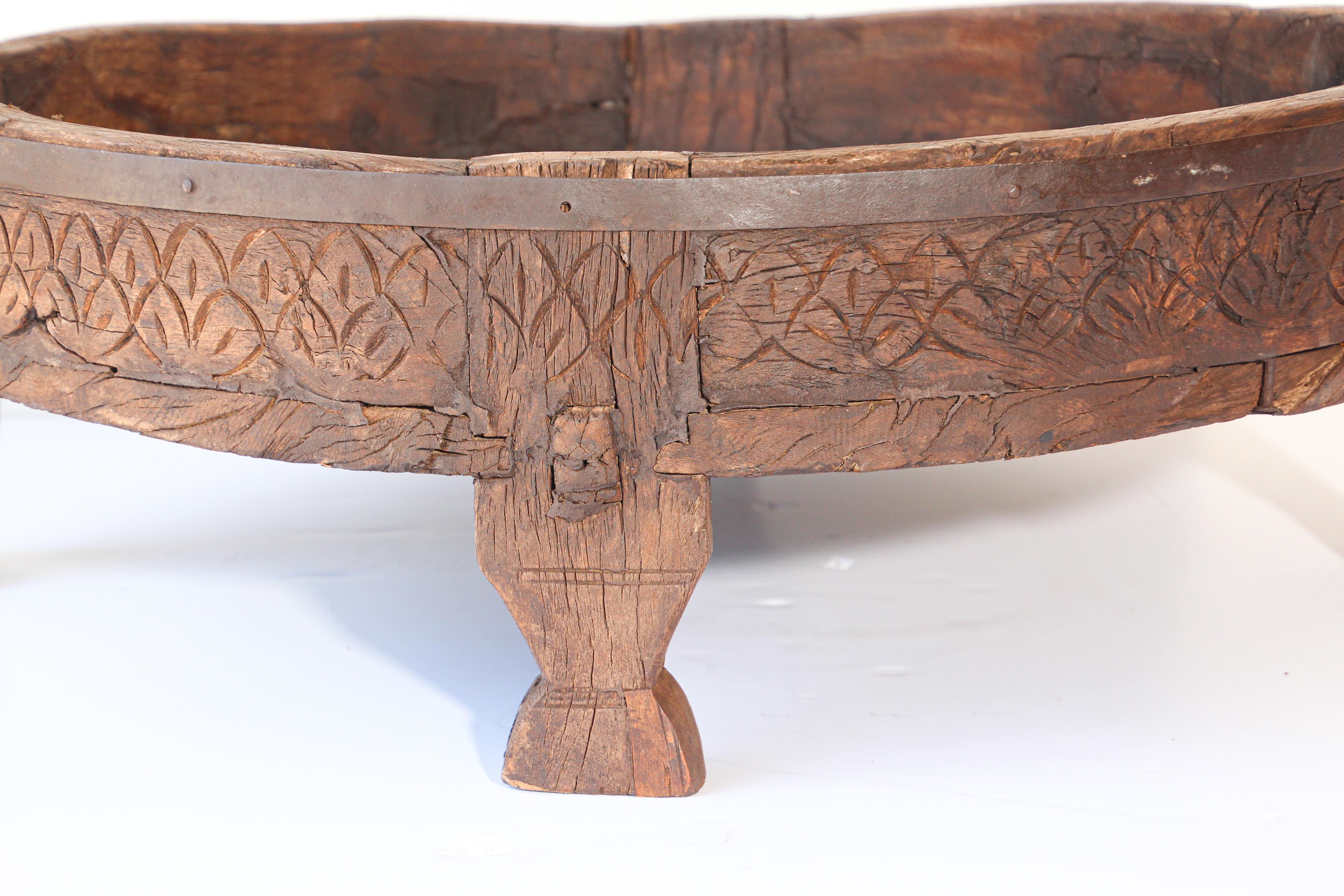 Hardwood Antique Round Tribal Low Teak Table