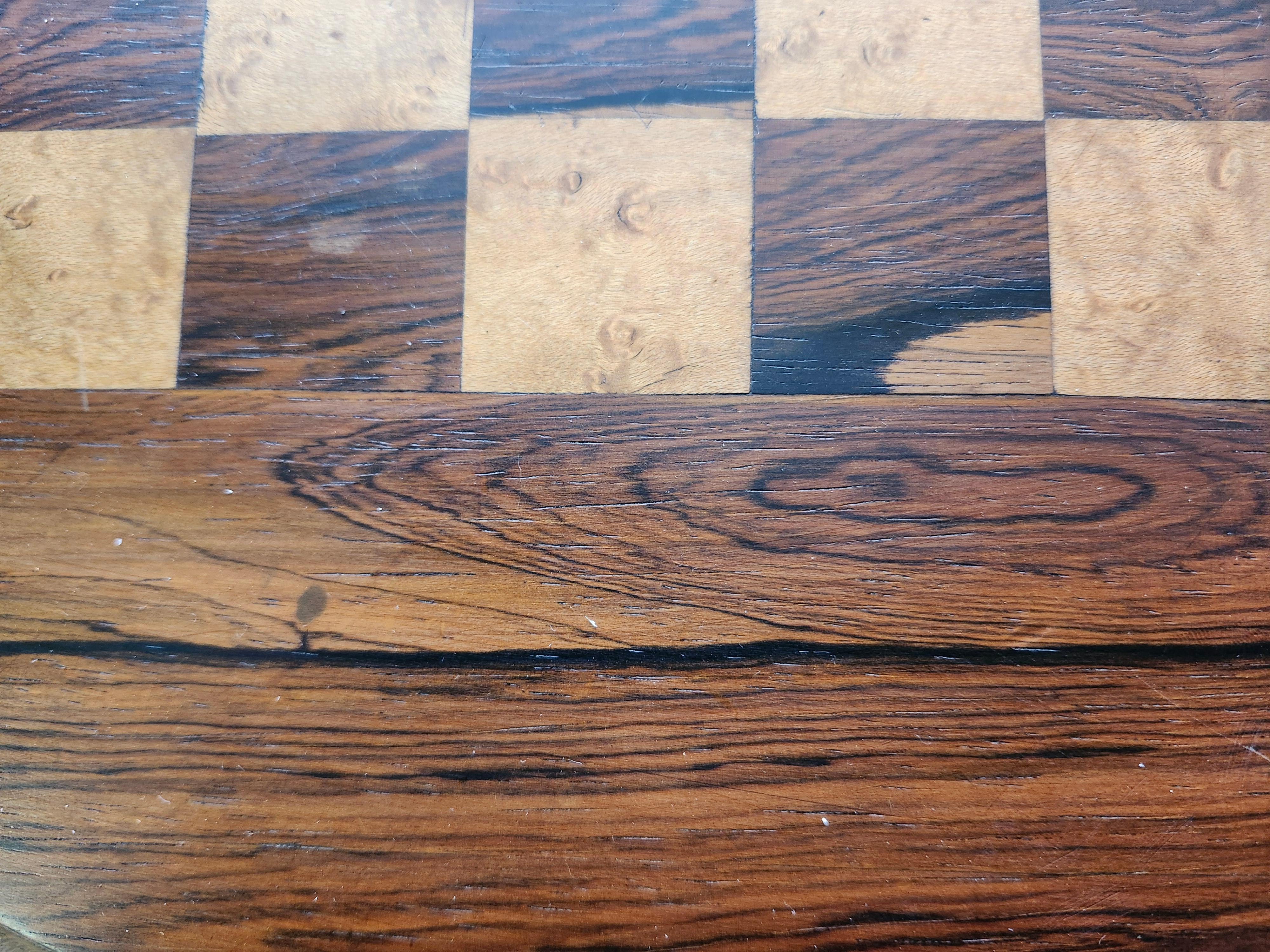 Antique Round With Barley Twist Column Rosewood Game Chess Table C1920 For Sale 5