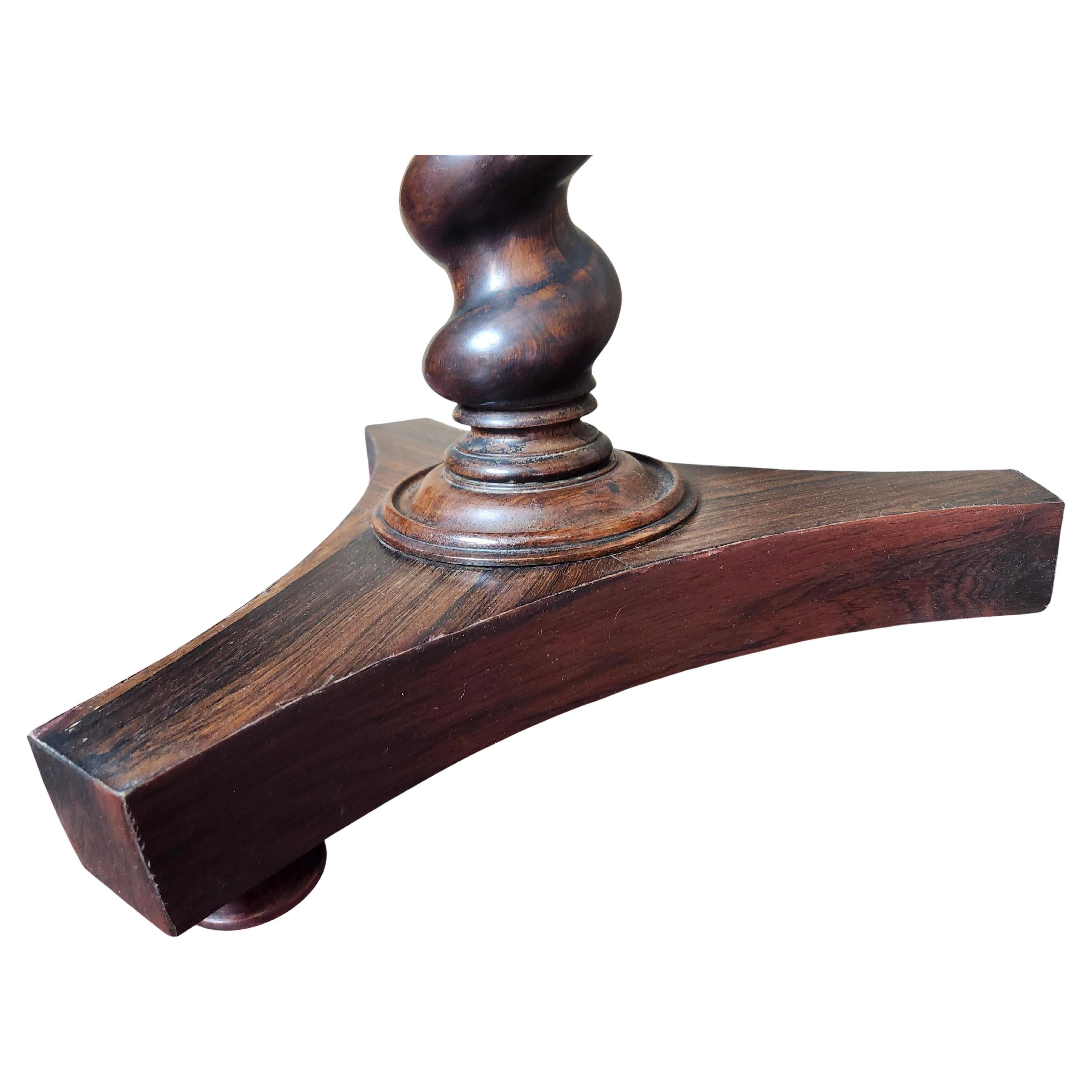 Art Deco Antique Round With Barley Twist Column Rosewood Game Chess Table C1920 For Sale