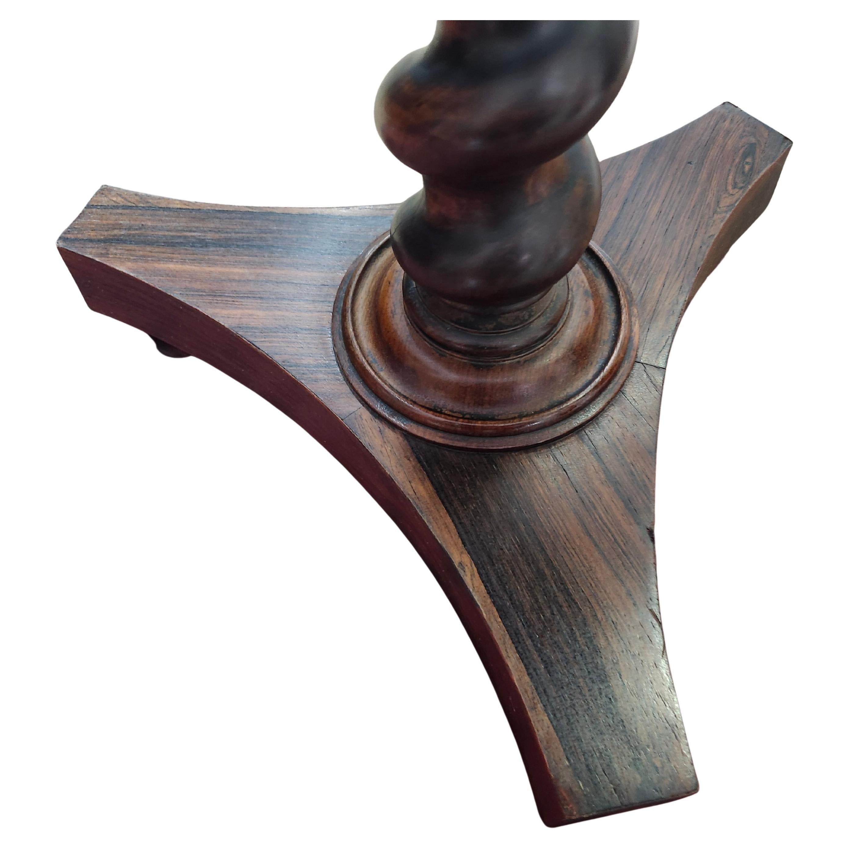 Austrian Antique Round With Barley Twist Column Rosewood Game Chess Table C1920 For Sale