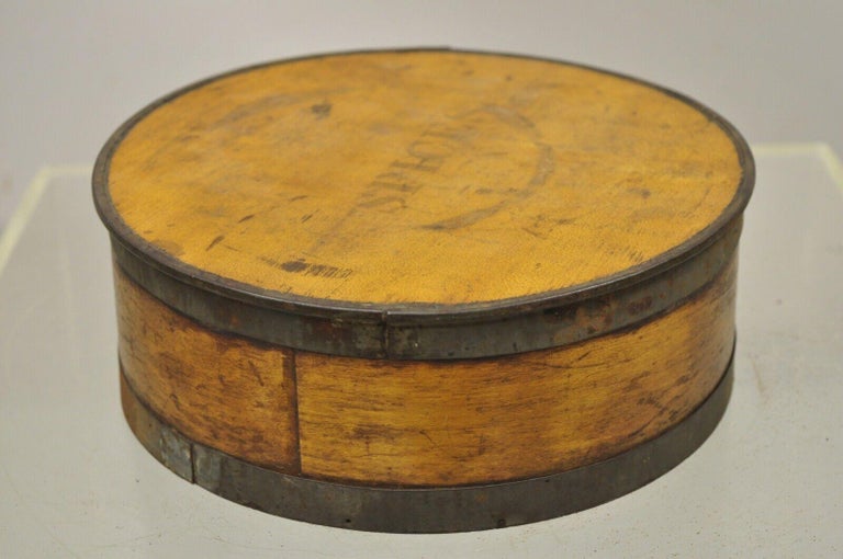 Metal Antique Round Wooden Kitchen Pantry Shaker Spices Box Set Jars