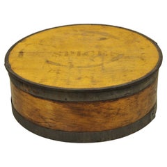 Antique Round Wooden Kitchen Pantry Shaker Spices Box Set Jars