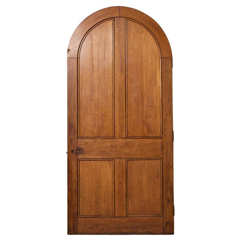 Antique Rounded Arch 4-Panel Oak Door For Sale