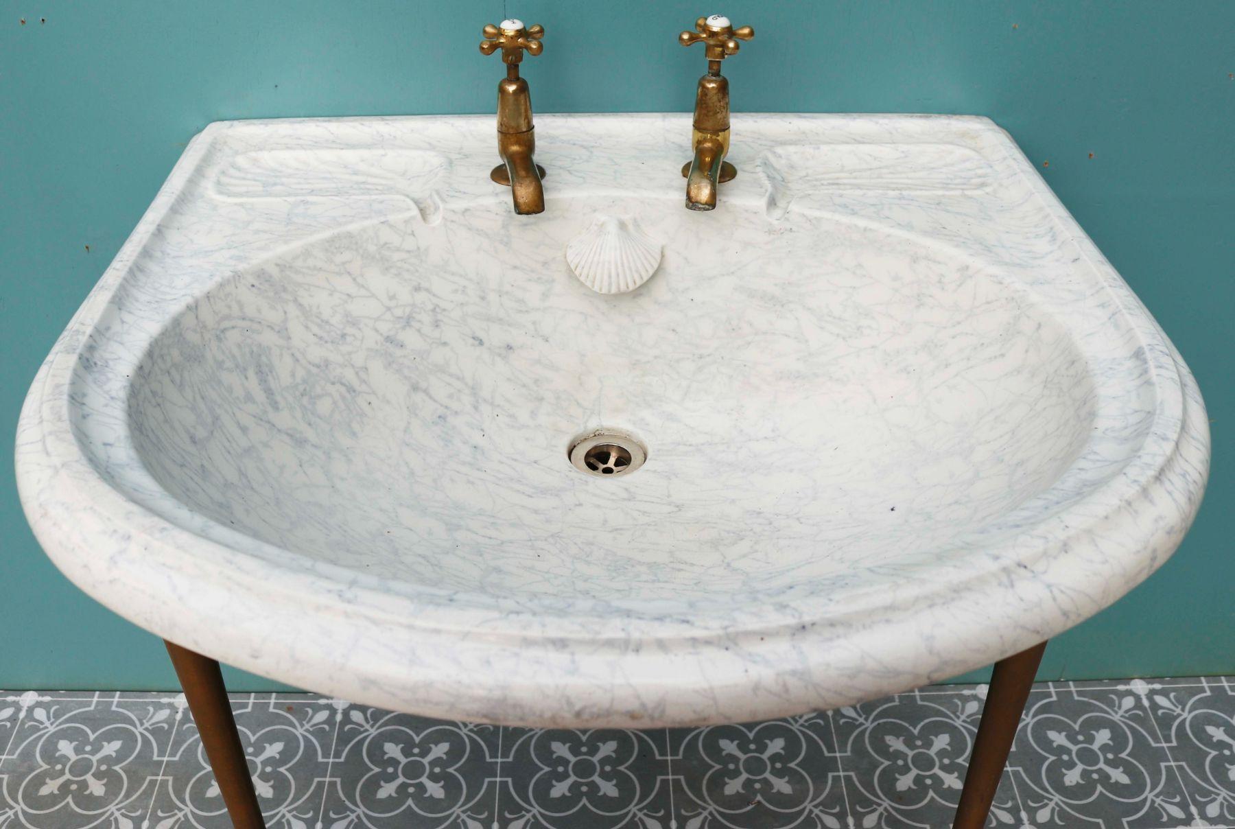 Antique Rounded Marble Effect Sink 3