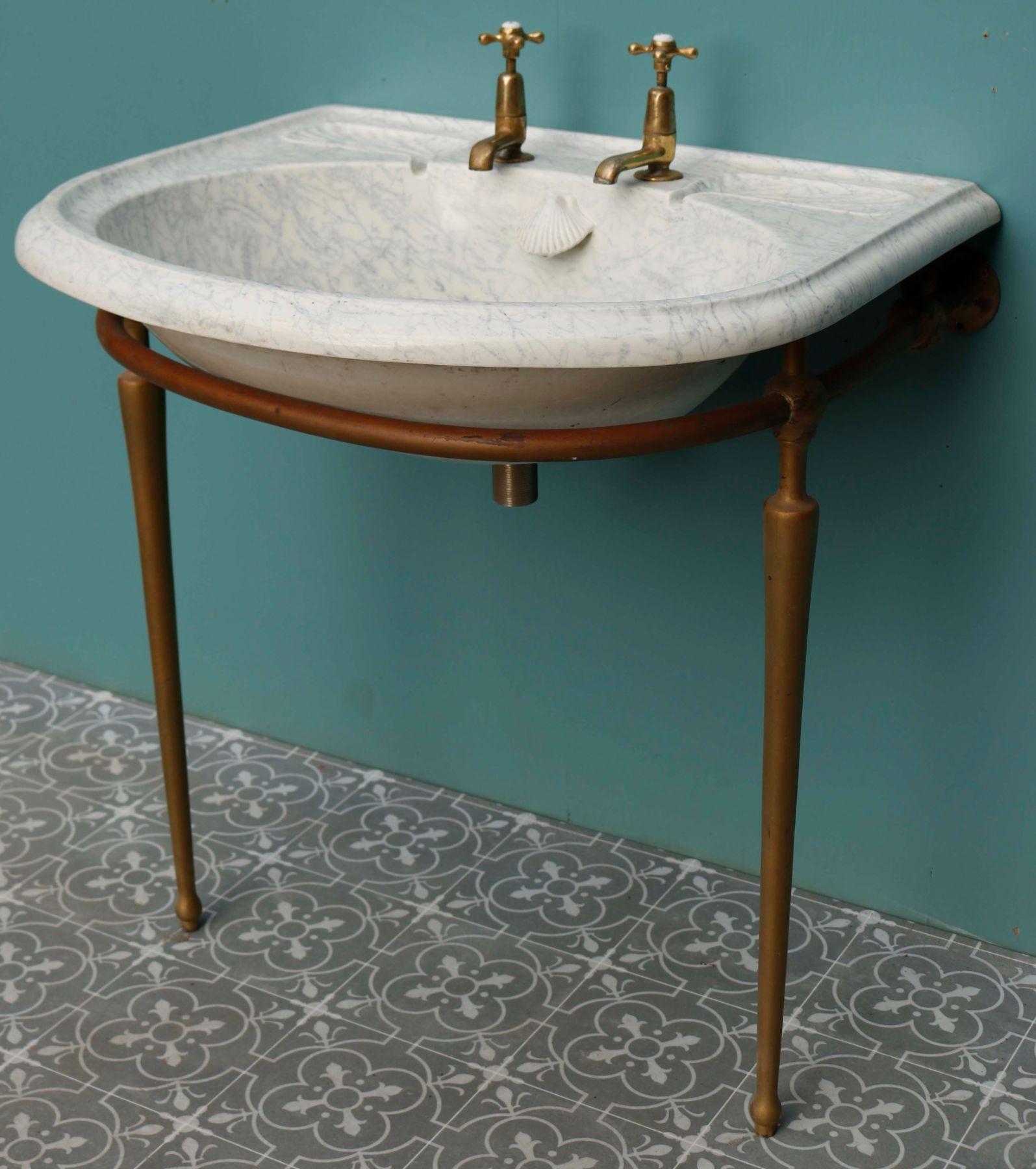 19th Century Antique Rounded Marble Effect Sink