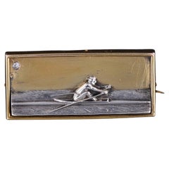 Broche antiguo de remo de oro de 14 quilates
