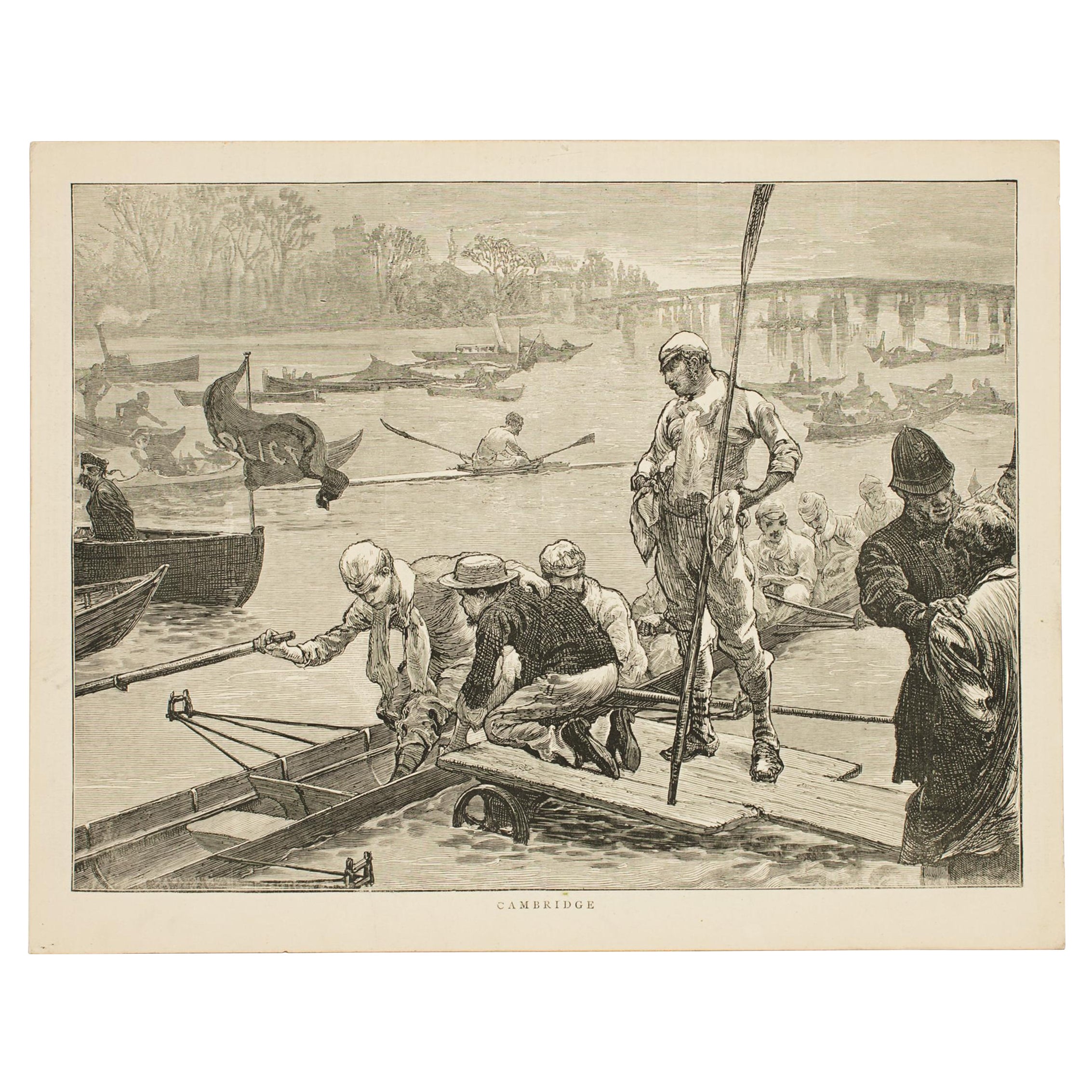 Antique Rowing Print, Cambridge University