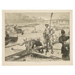 Antique Rowing Print, Cambridge University