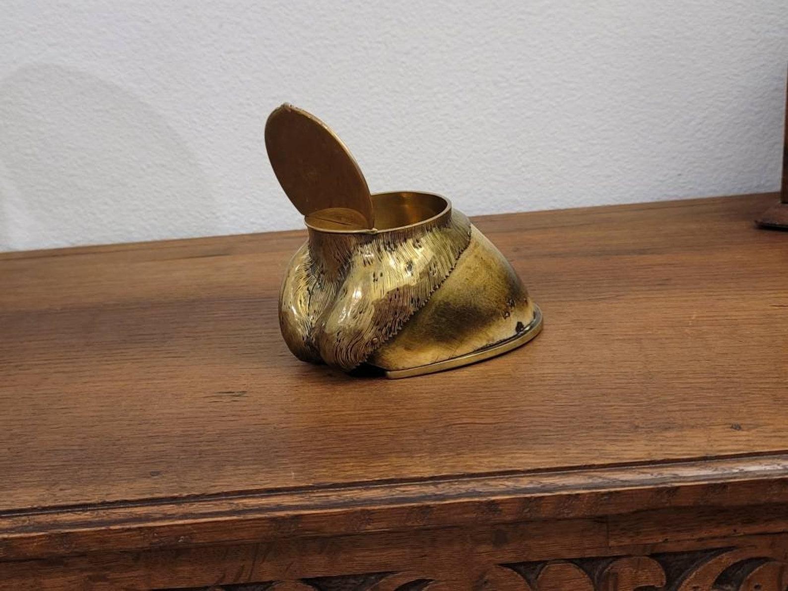 Brass Antique Rowland Ward Signed English Taxidermy Horse Hoof Match Holder For Sale