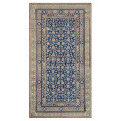 Antique Royal Blue Handwoven Wool Pomegranate Khotan Rug