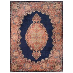 Antique Royal Blue Persian Lavar Kerman Rug, circa 1940 - FREE SHIPPING